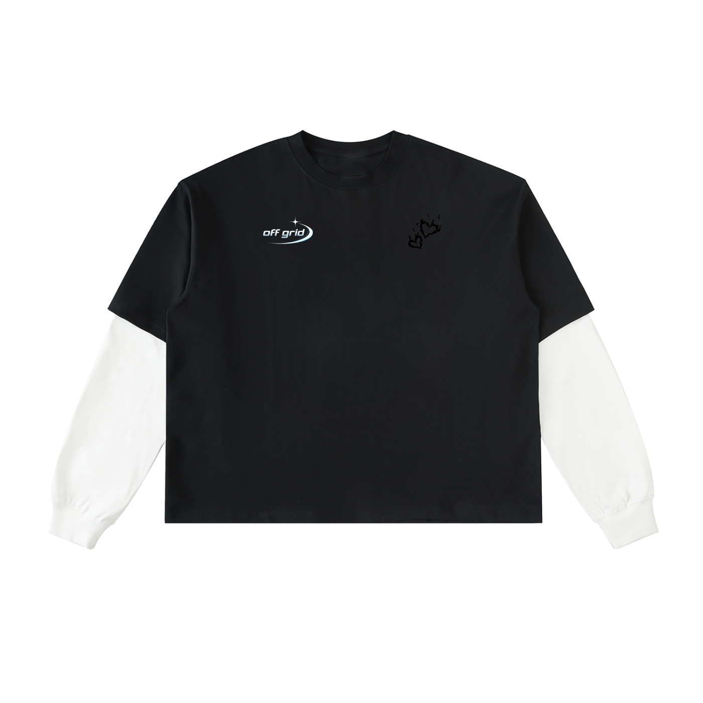 Layered Contrast Sleeve Cotton T-Shirt