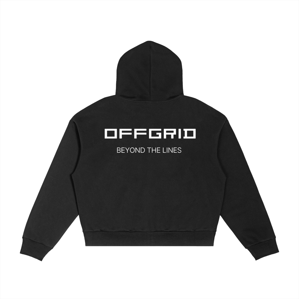 Contrast Plaid OFFGRID Boxy Zip Hoodie