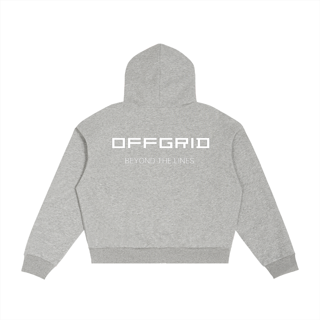 Contrast Plaid OFFGRID Boxy Zip Hoodie