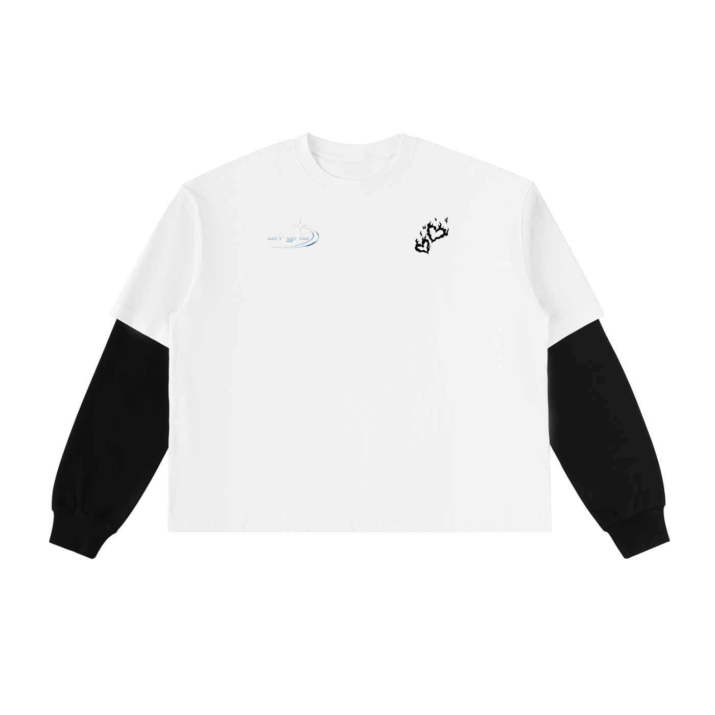 Layered Contrast Sleeve Cotton T-Shirt